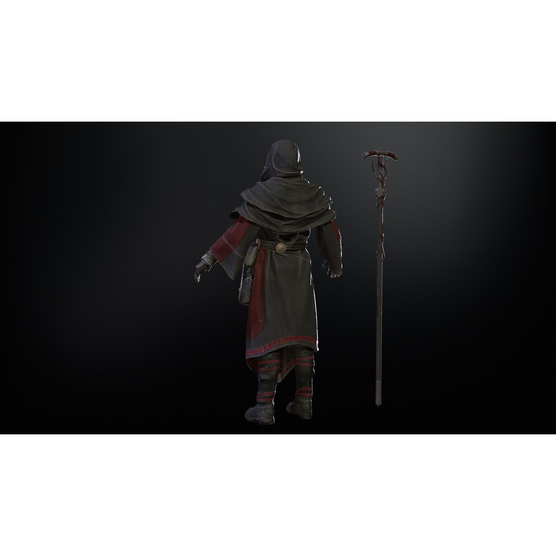 Old Mage - Low-Poly Game-Ready 3D Model - View 36