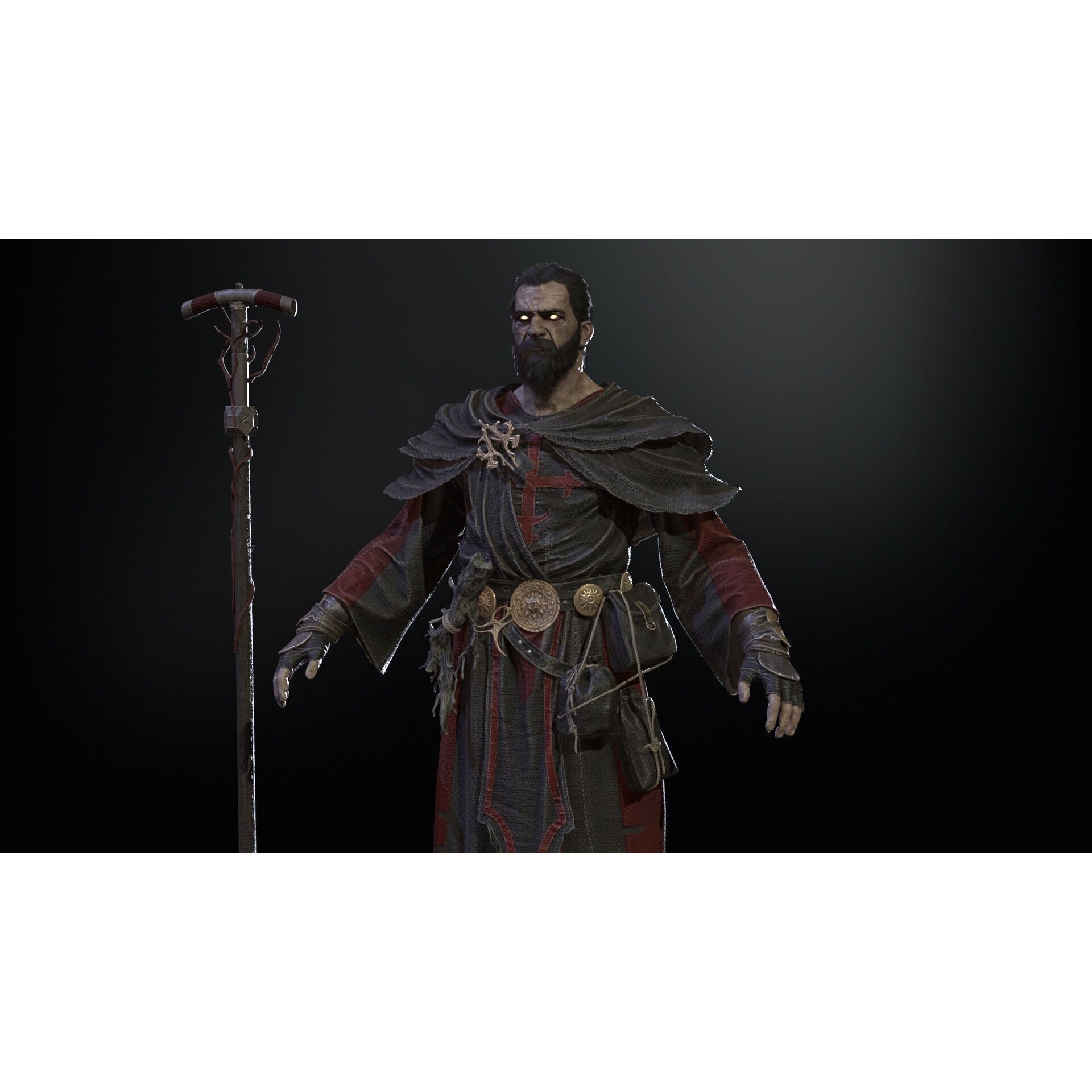Old Mage - Low-Poly Game-Ready 3D Model - View 38