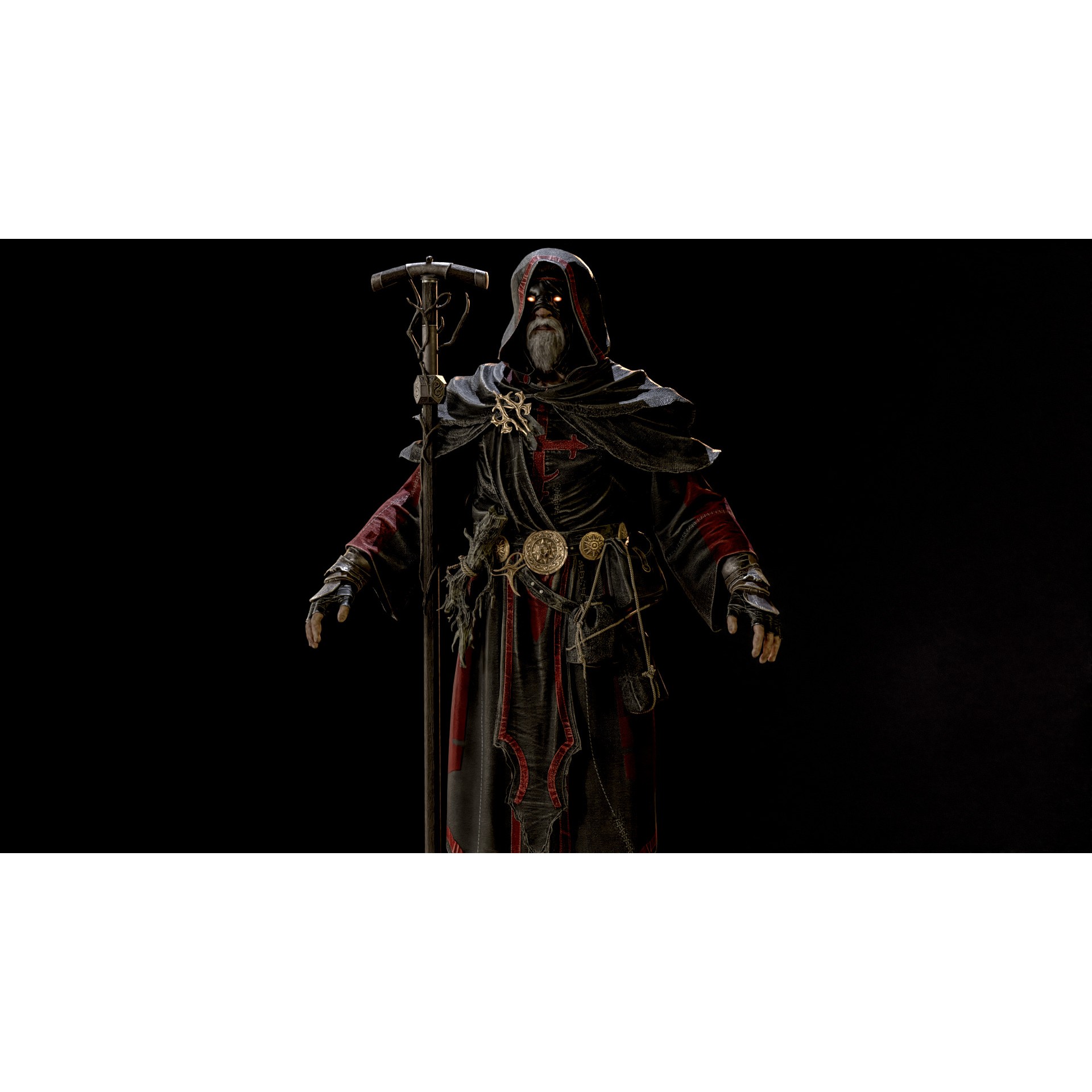 Old Mage - Low-Poly Game-Ready 3D Model - View 39