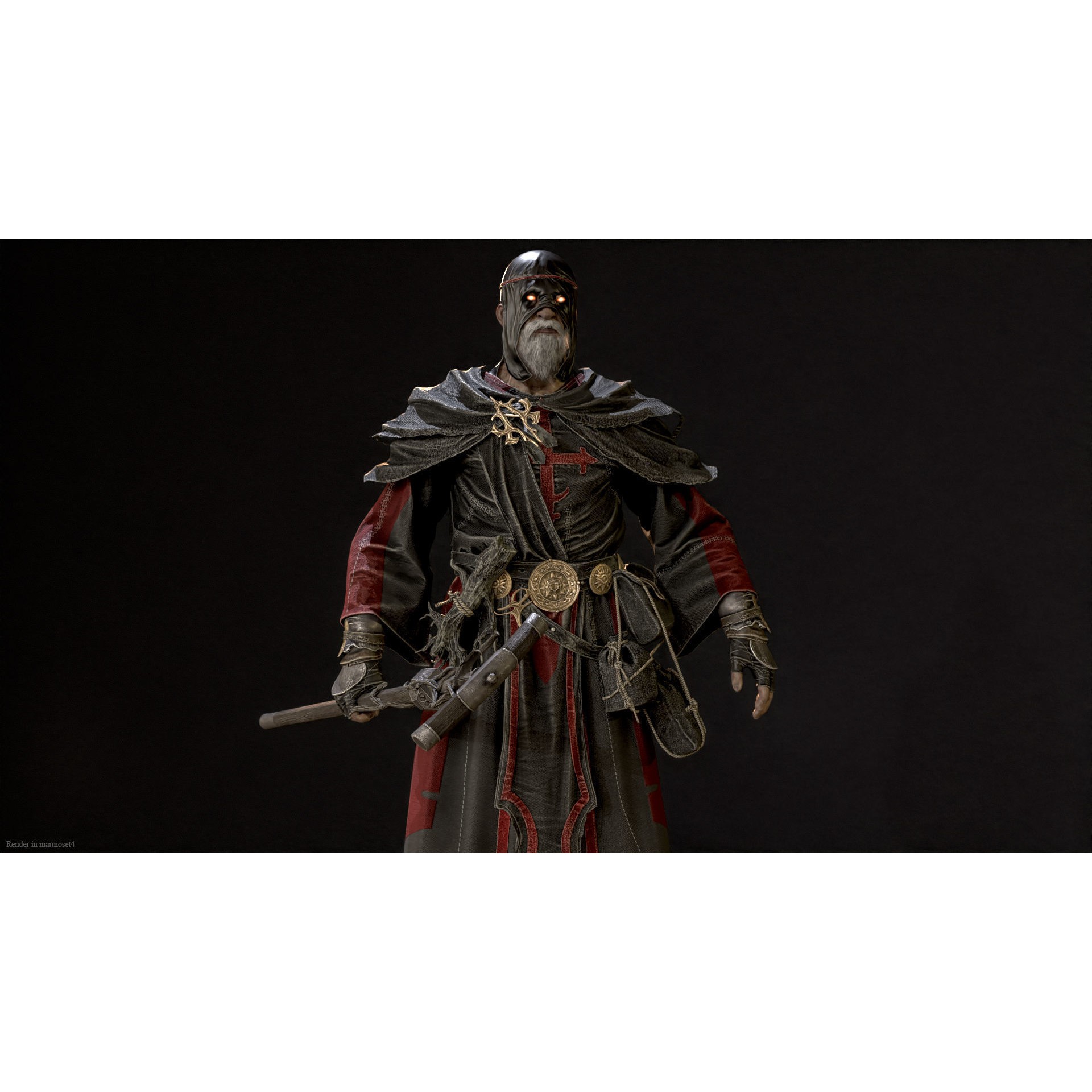 Old Mage - Low-Poly Game-Ready 3D Model - View 4