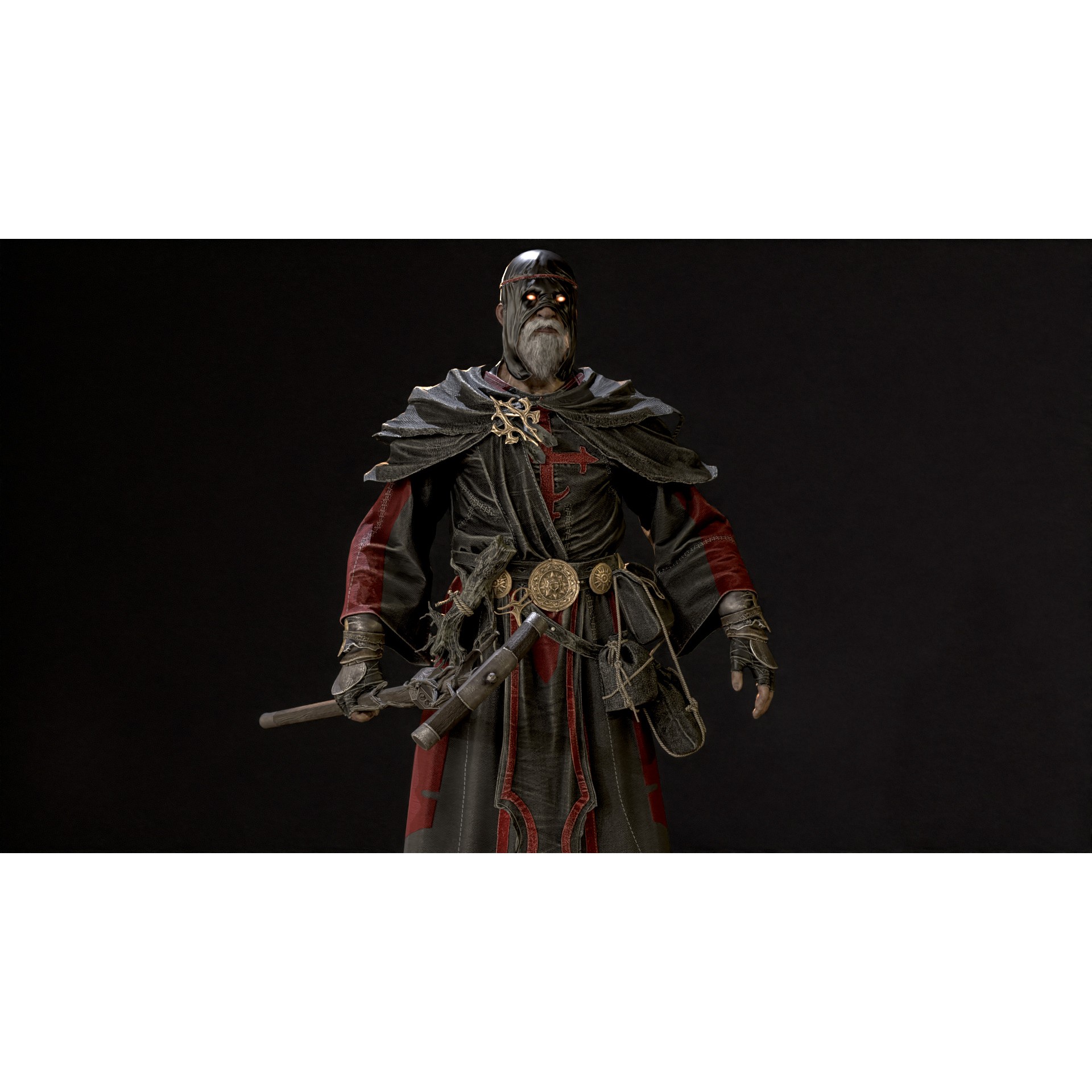 Old Mage - Low-Poly Game-Ready 3D Model - View 8