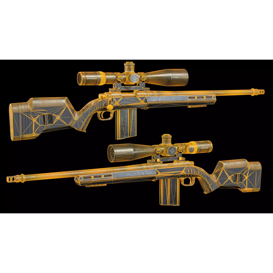Remington 700 Tactical Sniper Rifle 3D Model – Low Poly Game Asset, FBX