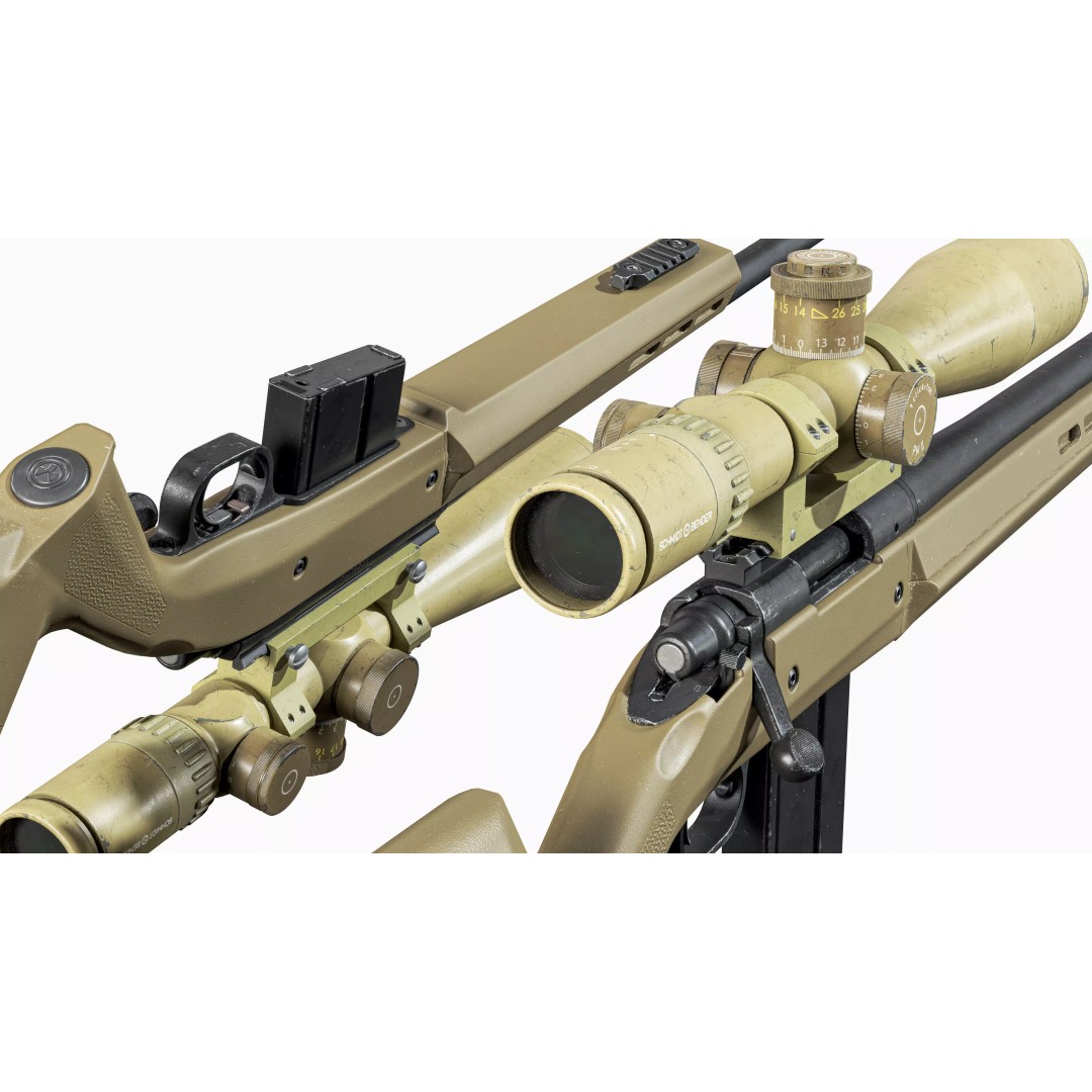 Remington 700 Tactical Sniper Rifle 3D Model – Low Poly Game Asset, FBX - View 11