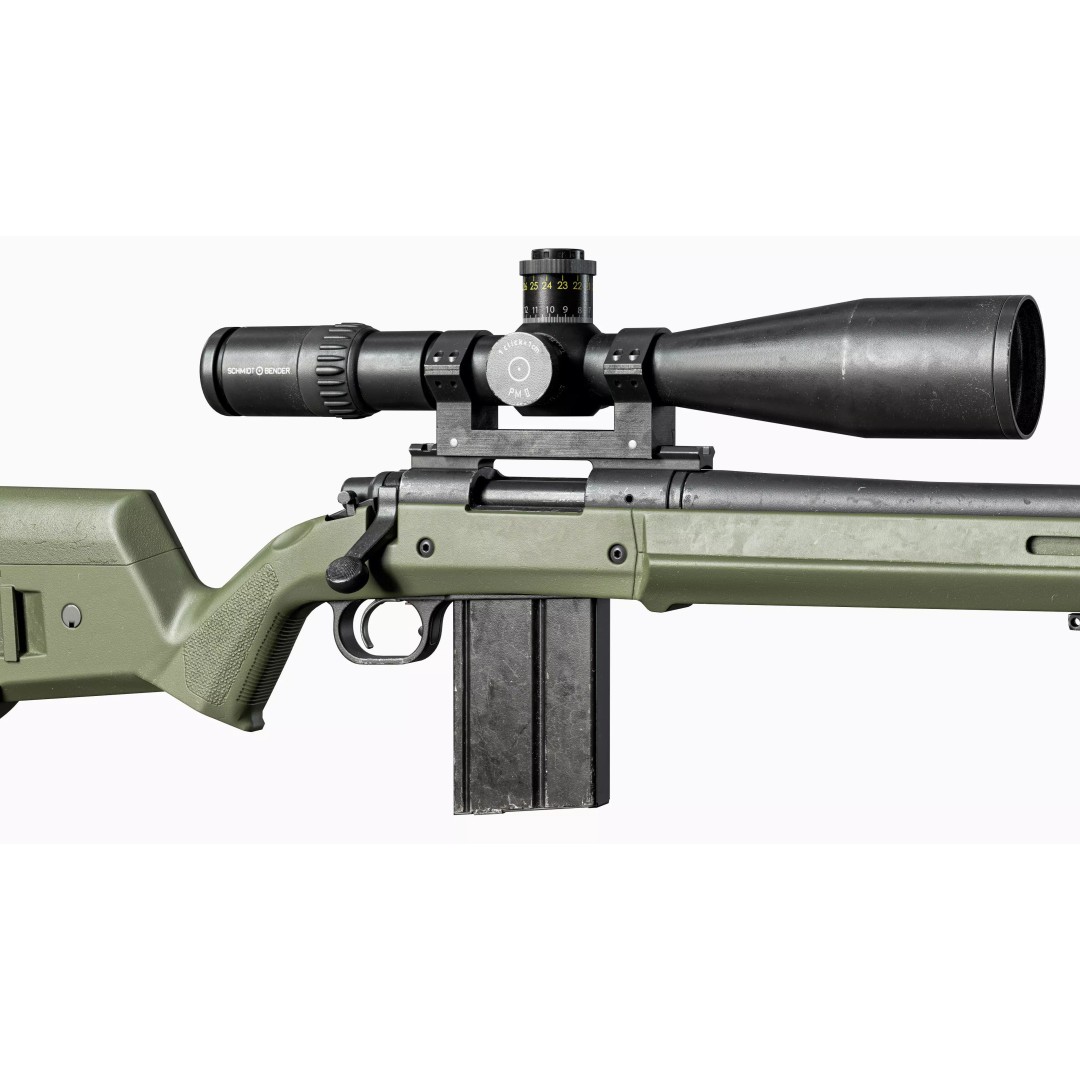 Remington 700 Tactical Sniper Rifle 3D Model – Low Poly Game Asset, FBX - View 5