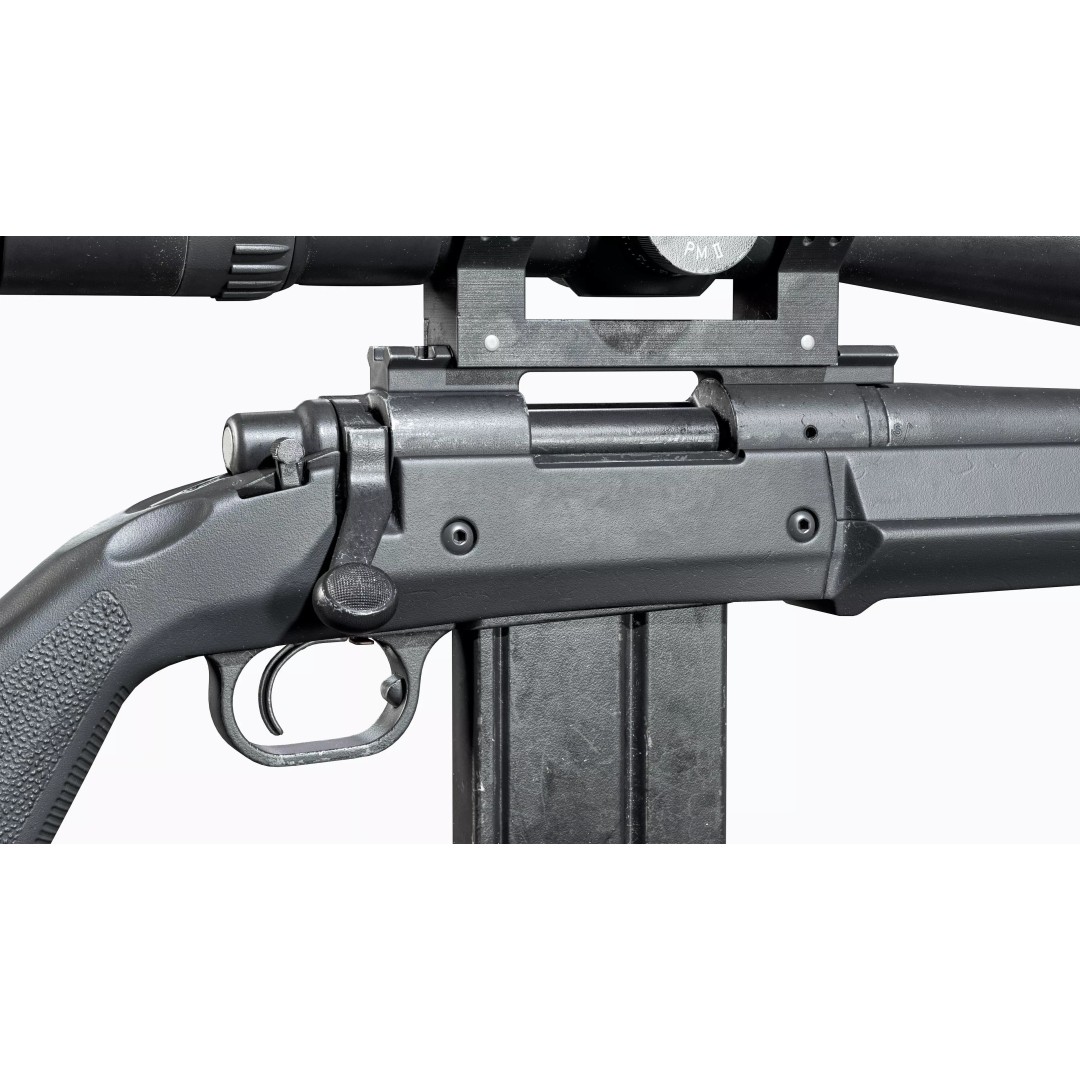 Remington 700 Tactical Sniper Rifle 3D Model – Low Poly Game Asset, FBX - View 8