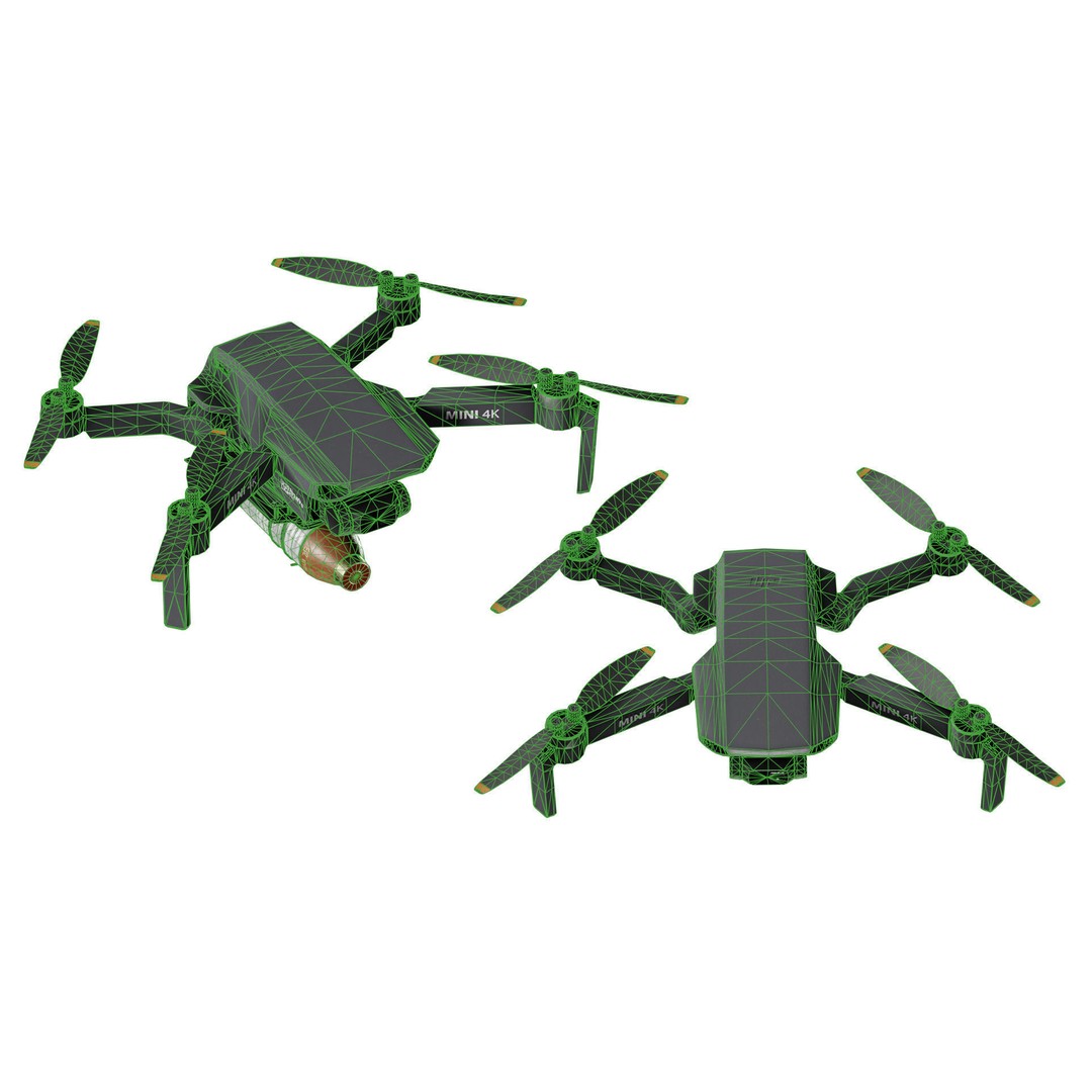 DJI Mini 4K Drone 3D Model – Low Poly Game Ready Asset, FBX, OBJ - View 9