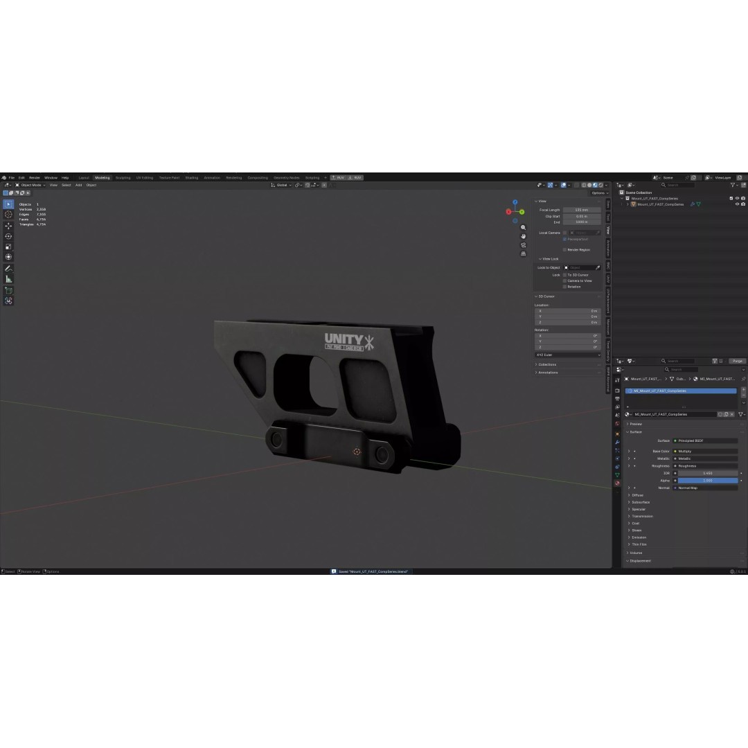 Unity Tactical FAST Comp Series Mount 3D Model – Low Poly Game Asset, FBX & OBJ
