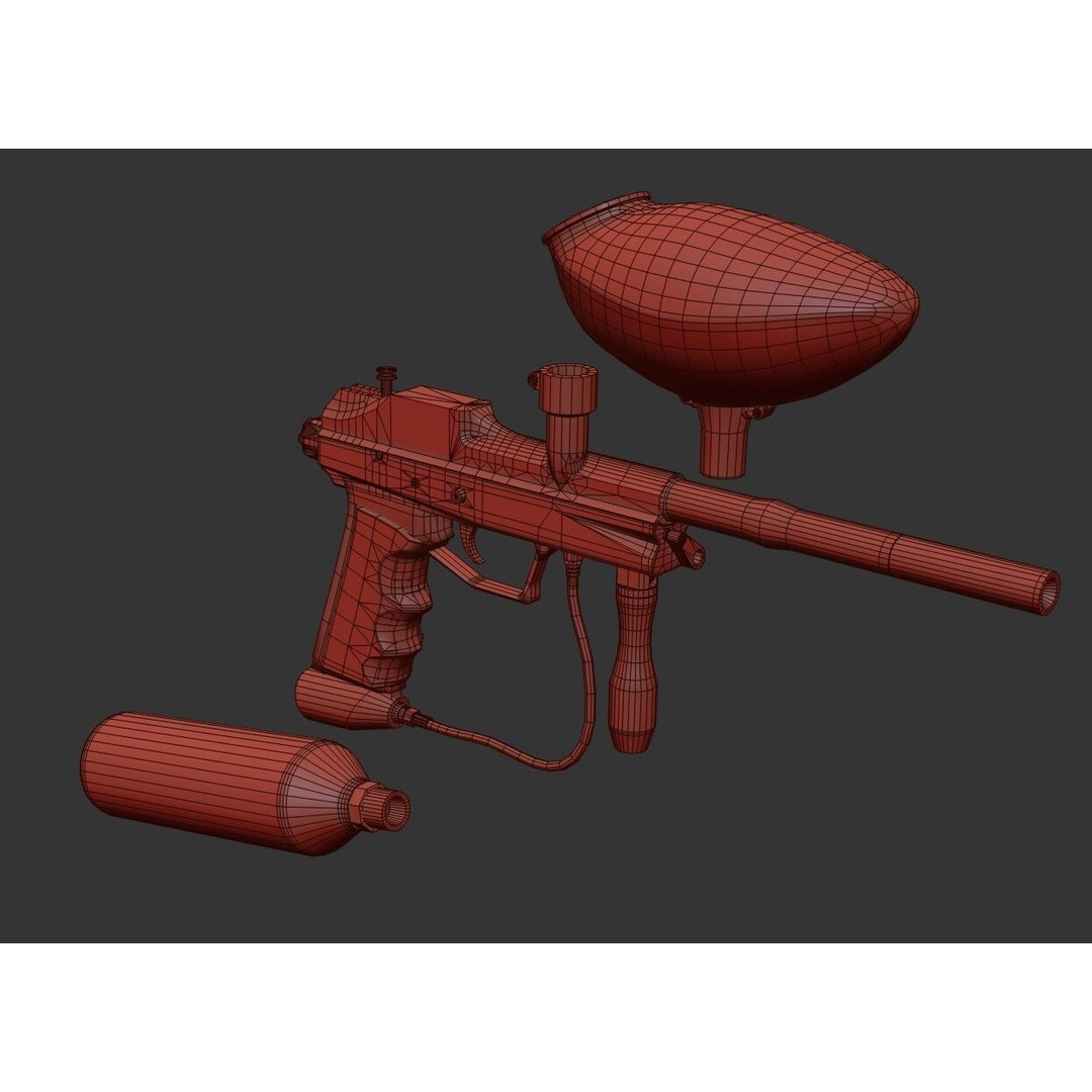 Paintball Gun 3D Model – Low Poly Game Asset, PBR Textures, FBX