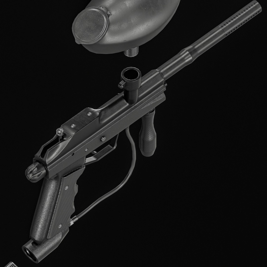 Paintball Gun 3D Model – Low Poly Game Asset, PBR Textures, FBX - View 17