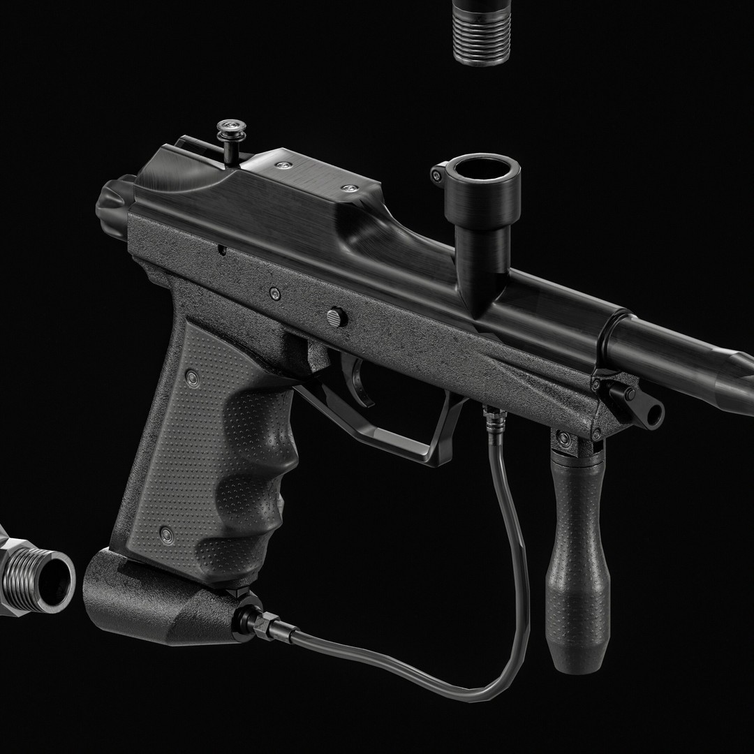 Paintball Gun 3D Model – Low Poly Game Asset, PBR Textures, FBX - View 19