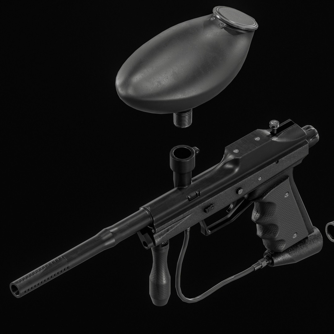 Paintball Gun 3D Model – Low Poly Game Asset, PBR Textures, FBX - View 9