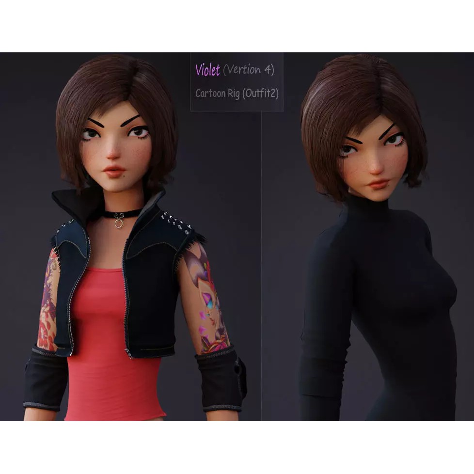 Violet Rig 2 Outfit - Low-Poly Game-Ready 3D Model - View 2
