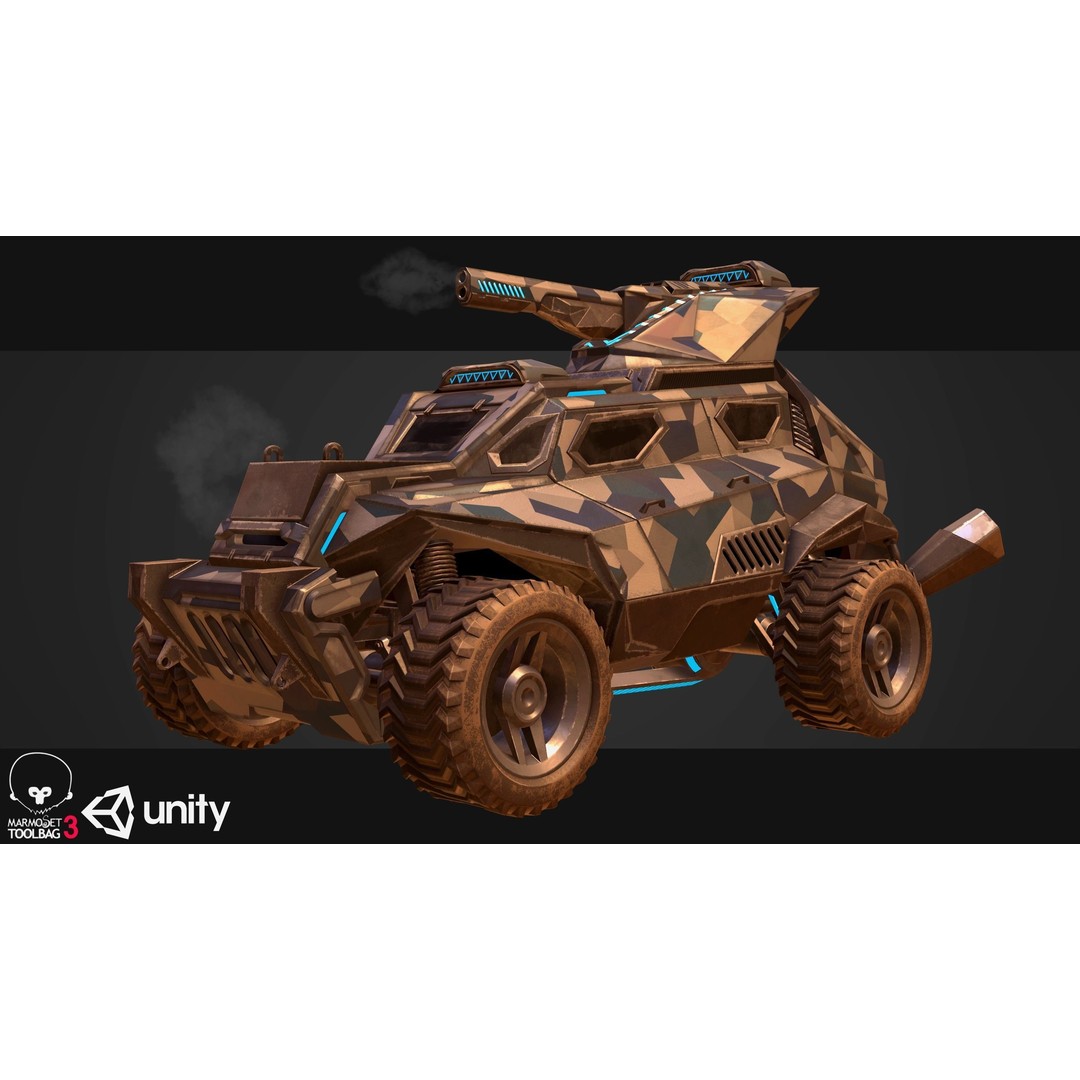 Sci-Fi Armored Military Vehicle 3D Model – Low Poly PBR Game Asset, FBX - View 10