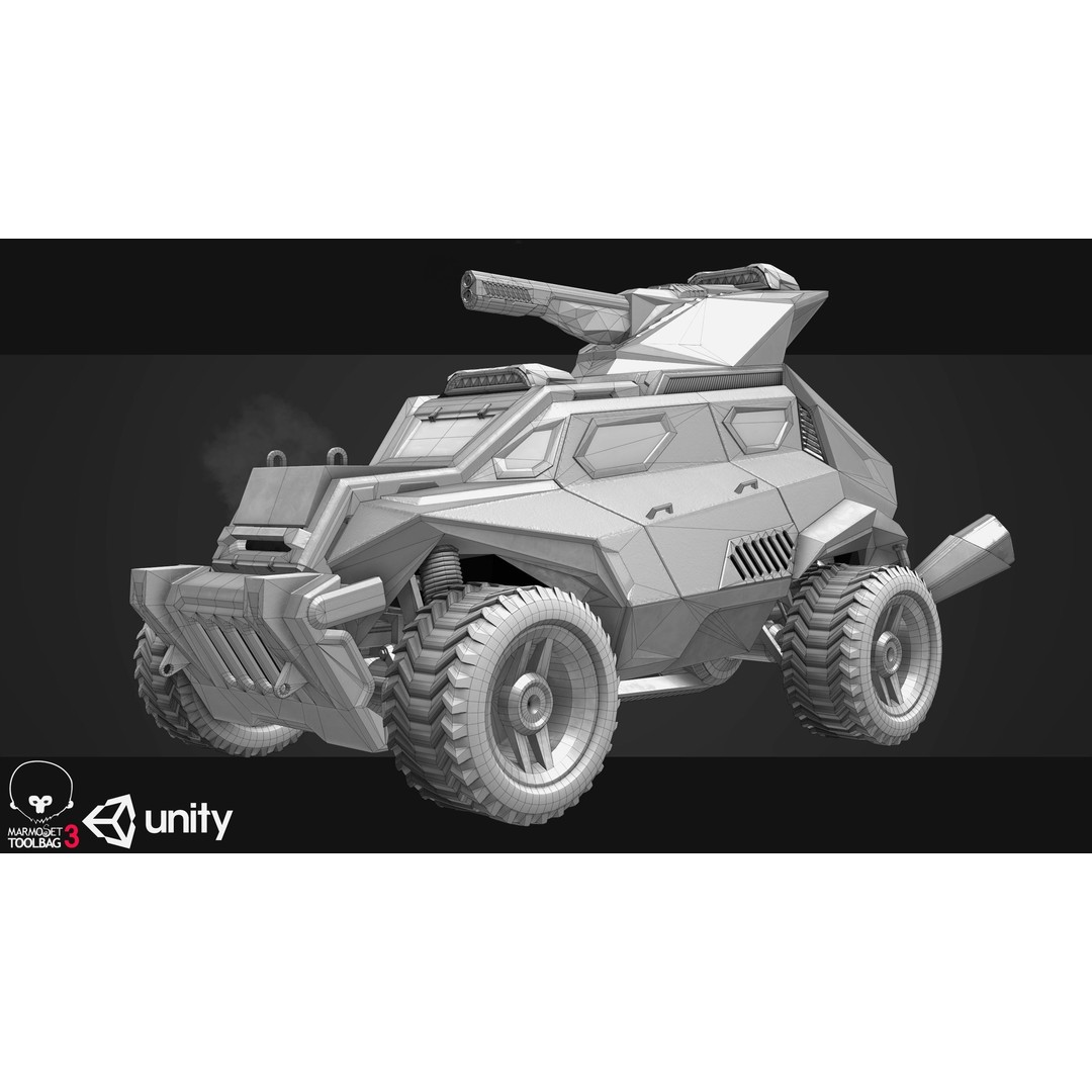 Sci-Fi Armored Military Vehicle 3D Model – Low Poly PBR Game Asset, FBX - View 11