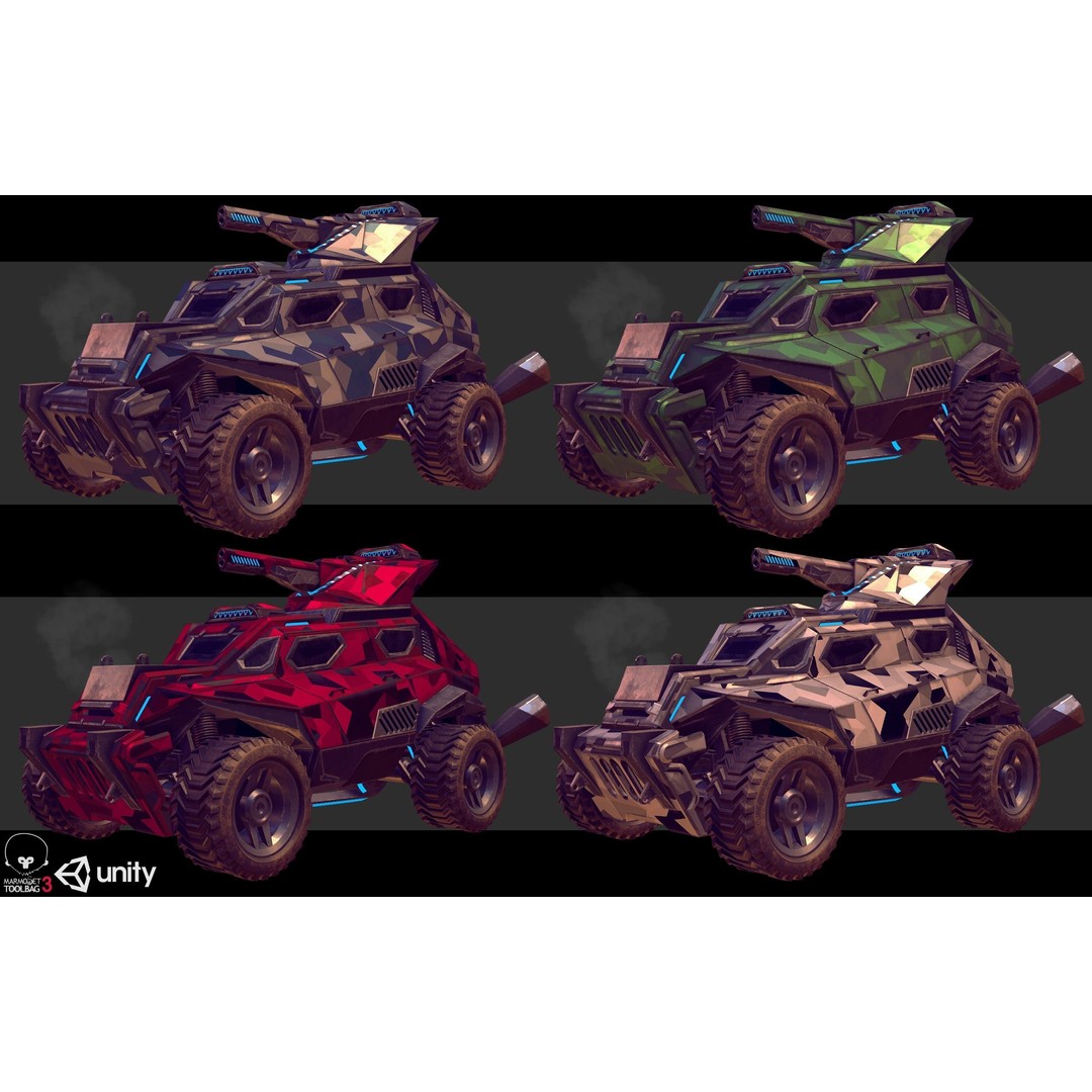 Sci-Fi Armored Military Vehicle 3D Model – Low Poly PBR Game Asset, FBX - View 13