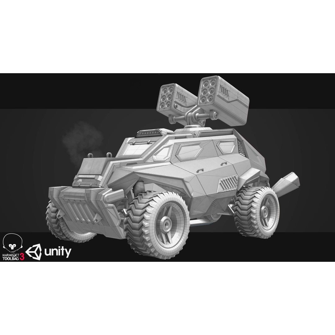 Sci-Fi Armored Military Vehicle 3D Model – Low Poly PBR Game Asset, FBX - View 16