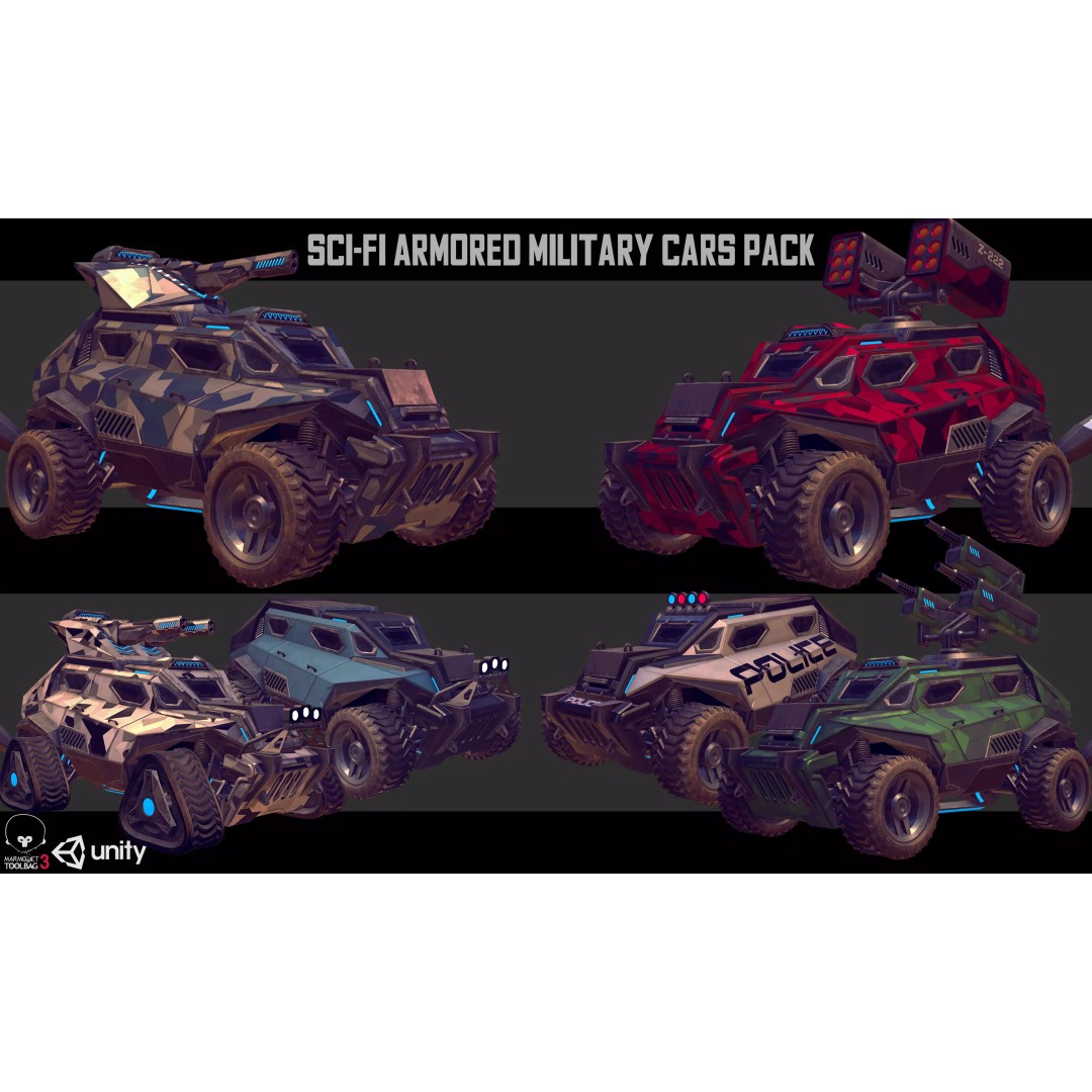 Sci-Fi Armored Military Vehicle 3D Model – Low Poly PBR Game Asset, FBX - View 2