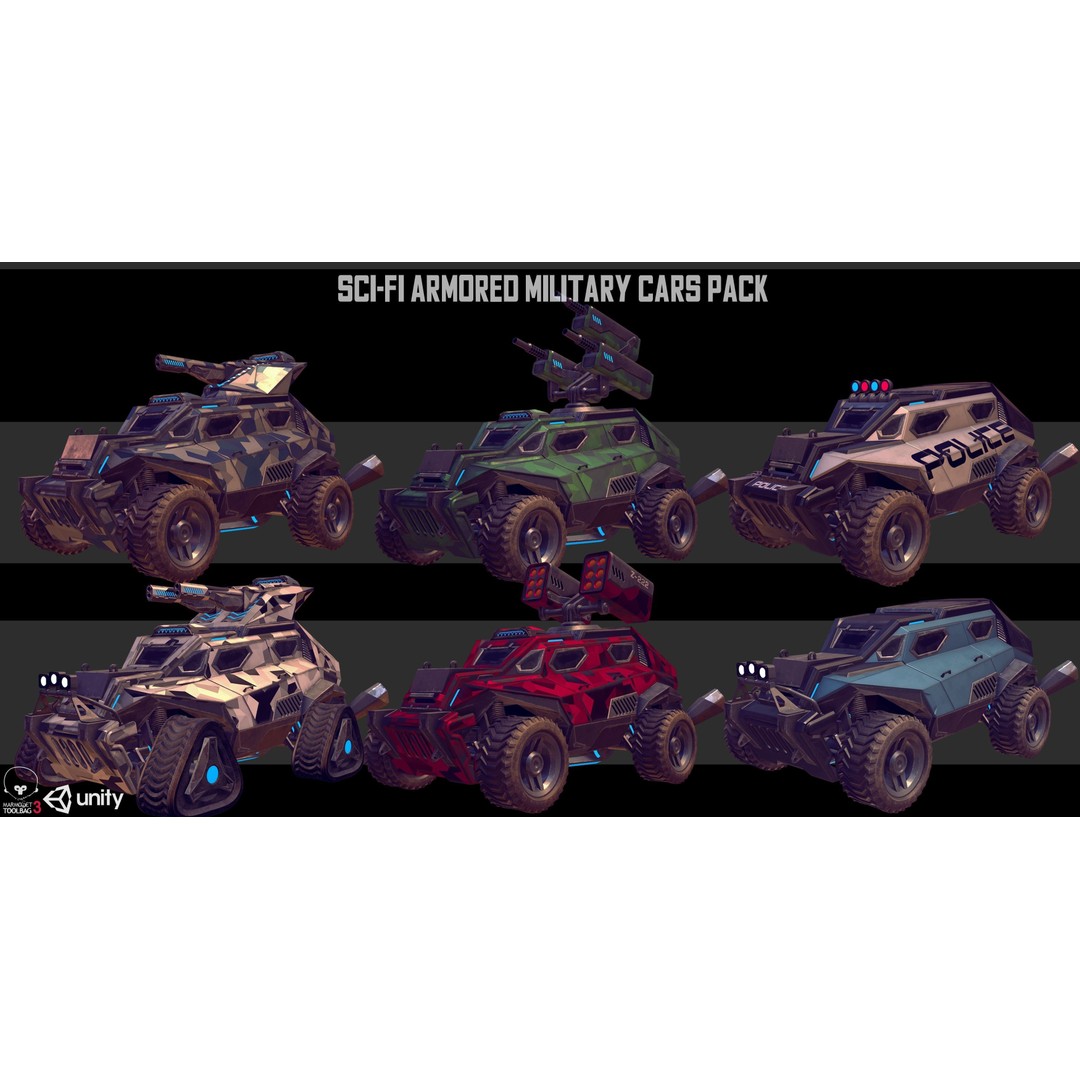 Sci-Fi Armored Military Vehicle 3D Model – Low Poly PBR Game Asset, FBX - View 3
