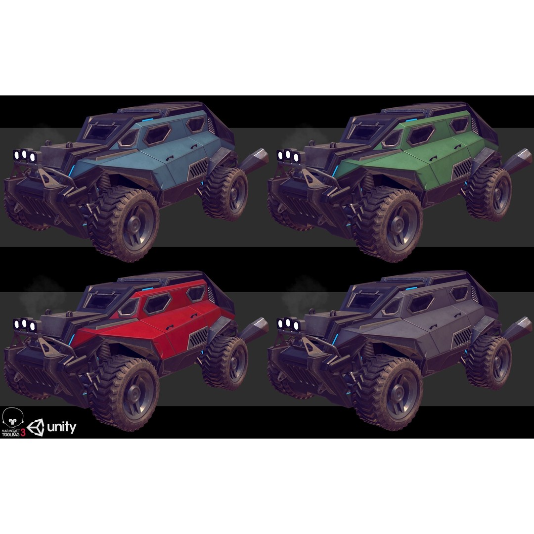 Sci-Fi Armored Military Vehicle 3D Model – Low Poly PBR Game Asset, FBX - View 7