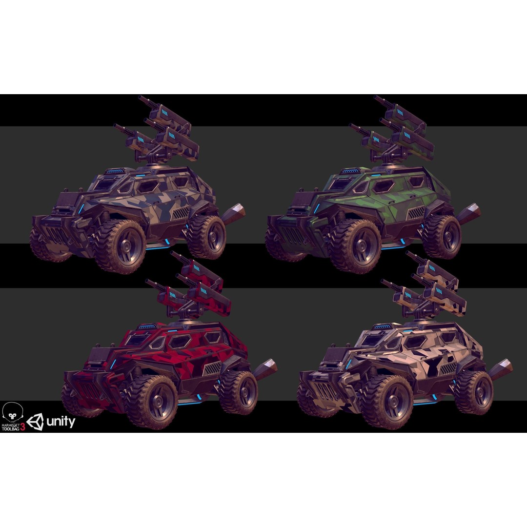 Sci-Fi Armored Military Vehicle 3D Model – Low Poly PBR Game Asset, FBX - View 9