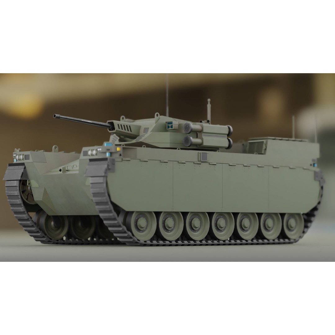 Type-X Tank 3D Model – Low Poly Military Vehicle, FBX, PBR - View 11
