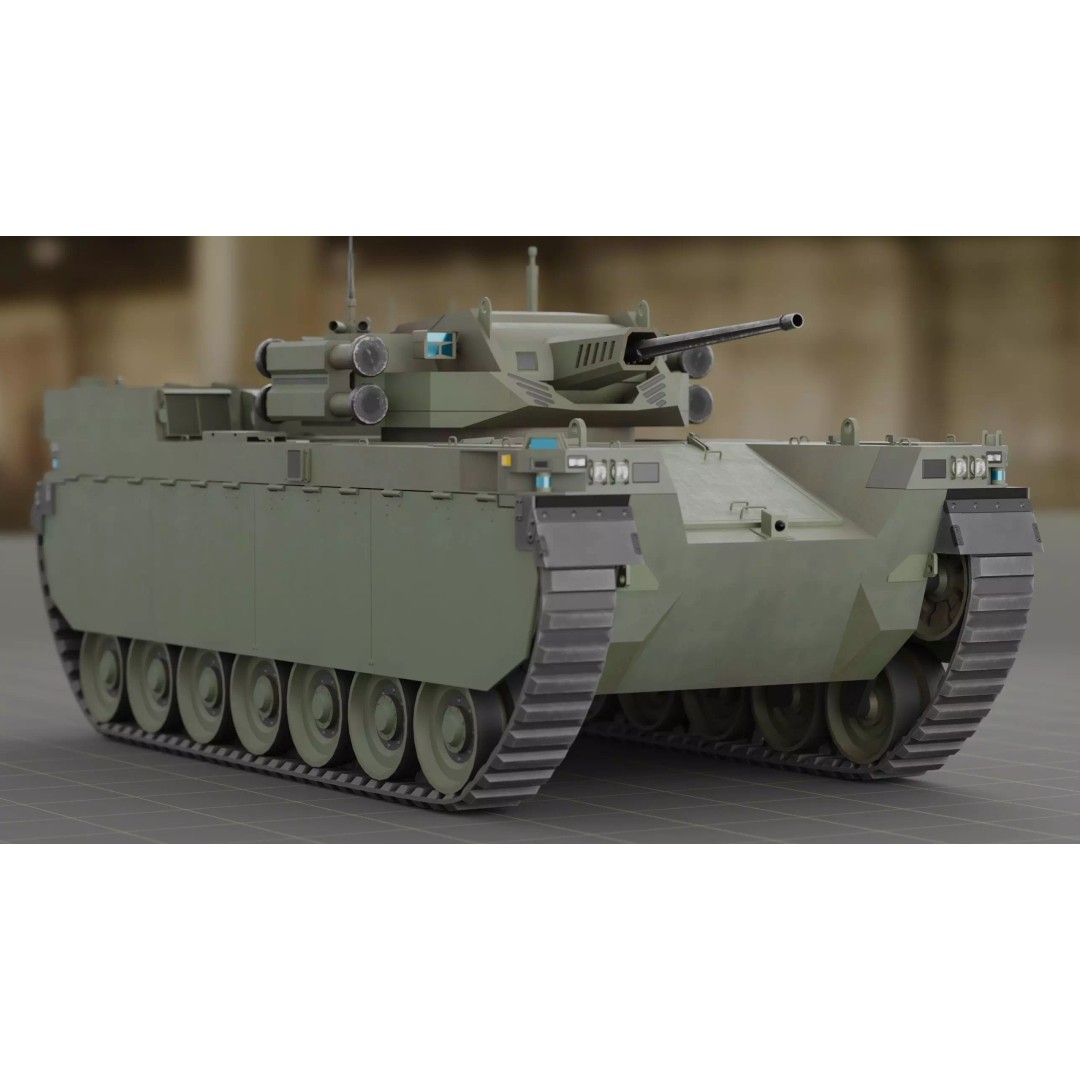 Type-X Tank 3D Model – Low Poly Military Vehicle, FBX, PBR - View 2
