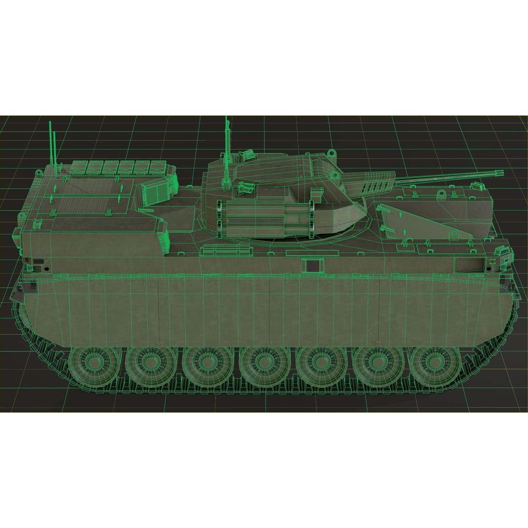 Type-X Tank 3D Model – Low Poly Military Vehicle, FBX, PBR - View 23