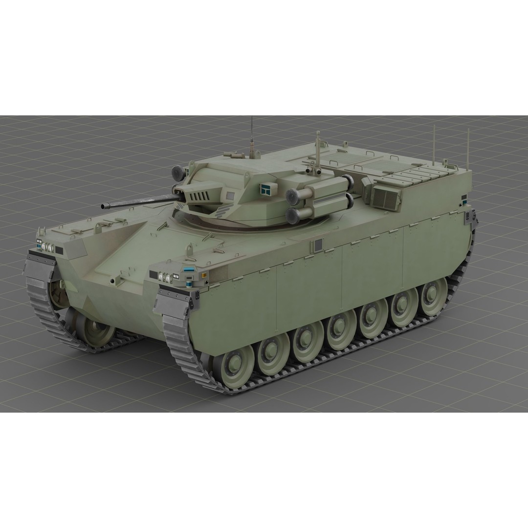 Type-X Tank 3D Model – Low Poly Military Vehicle, FBX, PBR - View 3