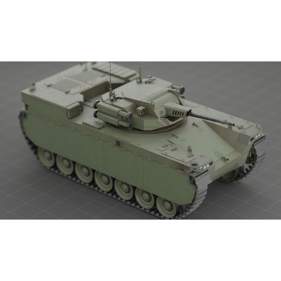 Type-X Tank 3D Model – Low Poly Military Vehicle, FBX, PBR - View 6
