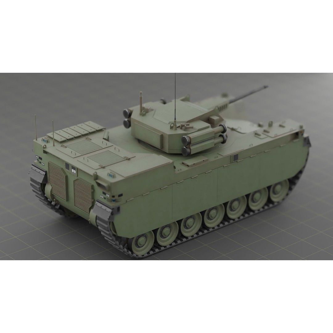 Type-X Tank 3D Model – Low Poly Military Vehicle, FBX, PBR - View 7