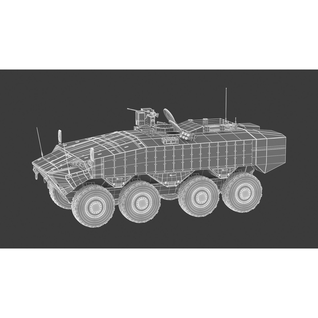 Eitan 8x8 APC Armoured Fighting Vehicle 3D Model – High Poly Game Asset, FBX, OBJ - View 22