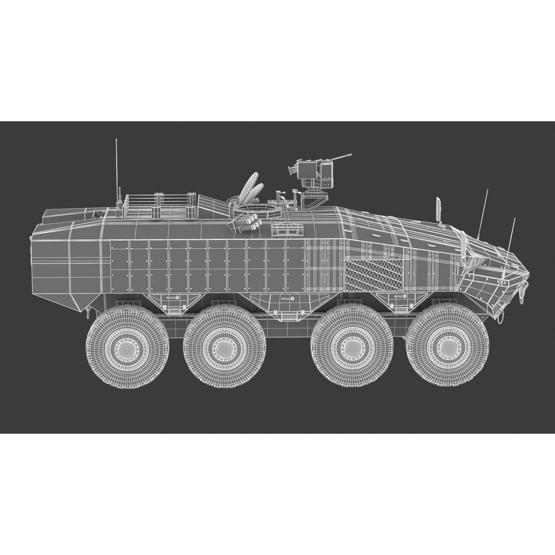 Eitan 8x8 APC Armoured Fighting Vehicle 3D Model – High Poly Game Asset, FBX, OBJ - View 25