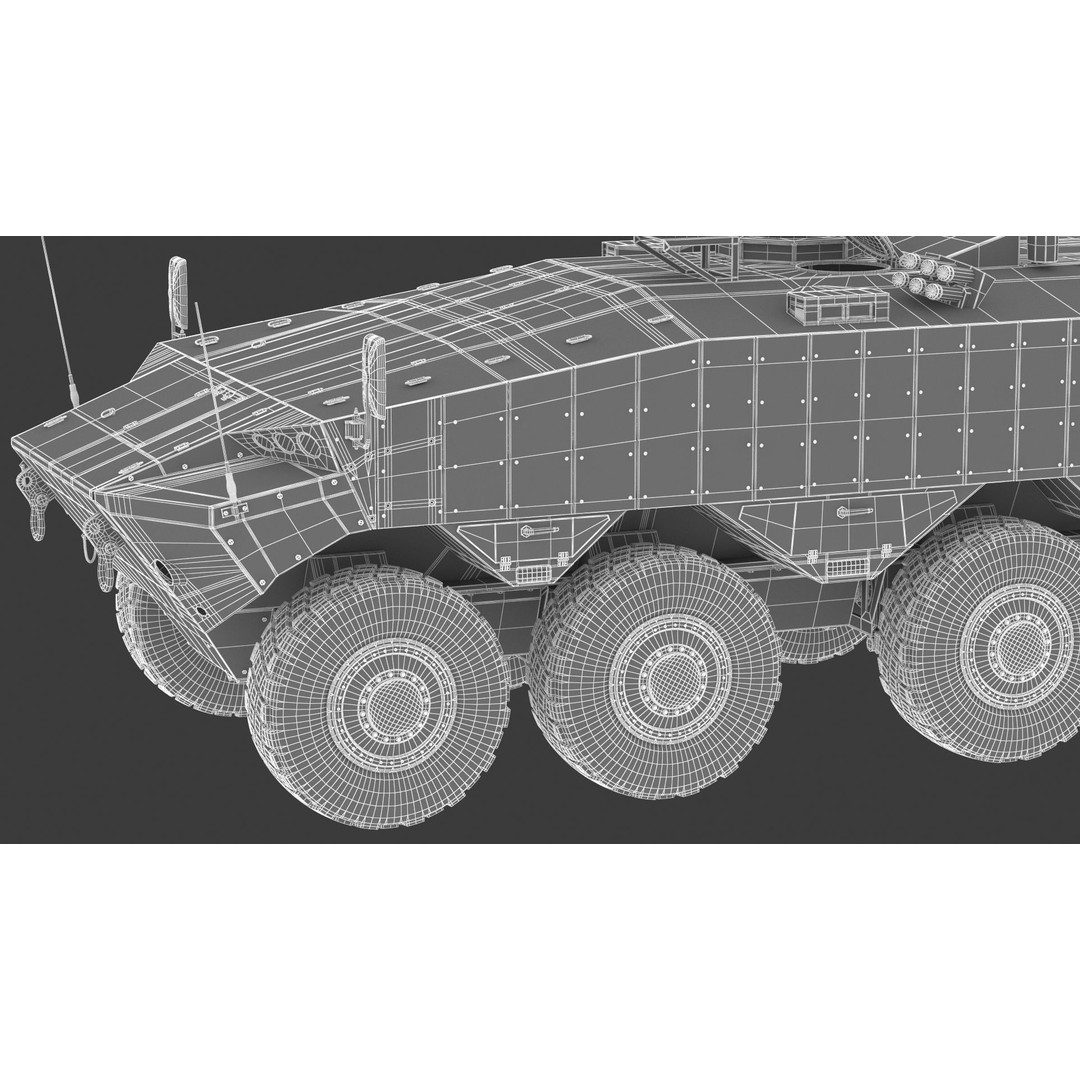 Eitan 8x8 APC Armoured Fighting Vehicle 3D Model – High Poly Game Asset, FBX, OBJ - View 32