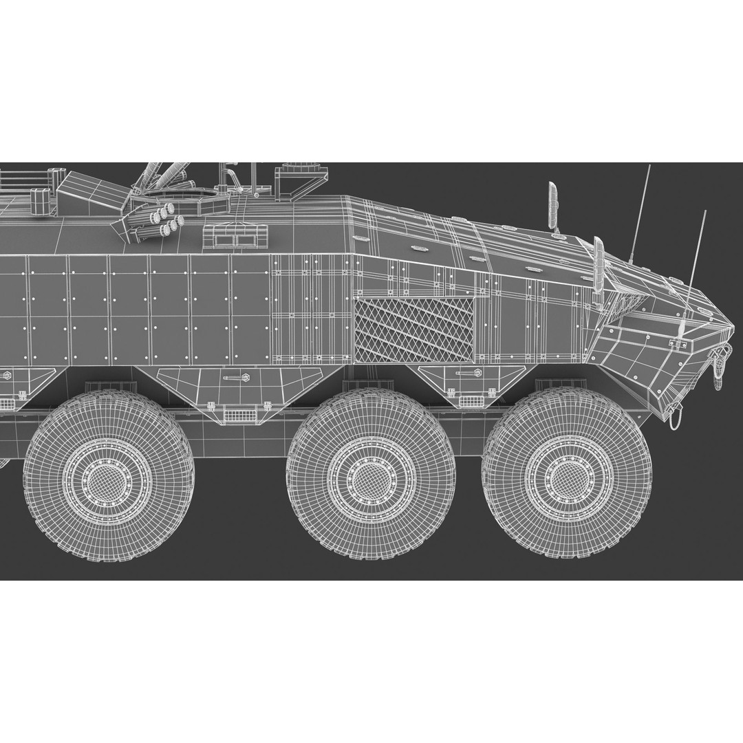 Eitan 8x8 APC Armoured Fighting Vehicle 3D Model – High Poly Game Asset, FBX, OBJ - View 35