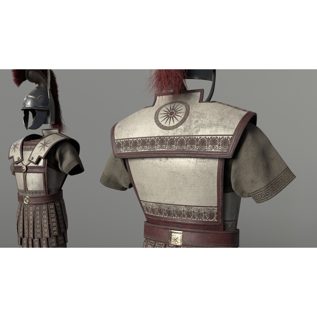 Macedonian Pezhetarios 3D Model – Low-Poly Greek Armor, FBX/OBJ - View 10