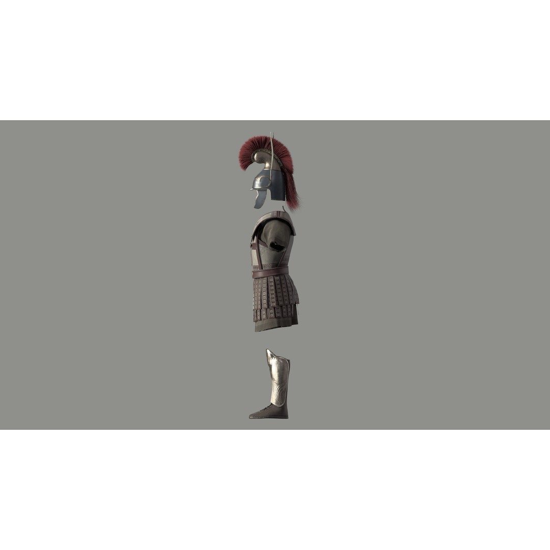 Macedonian Pezhetarios 3D Model – Low-Poly Greek Armor, FBX/OBJ - View 14