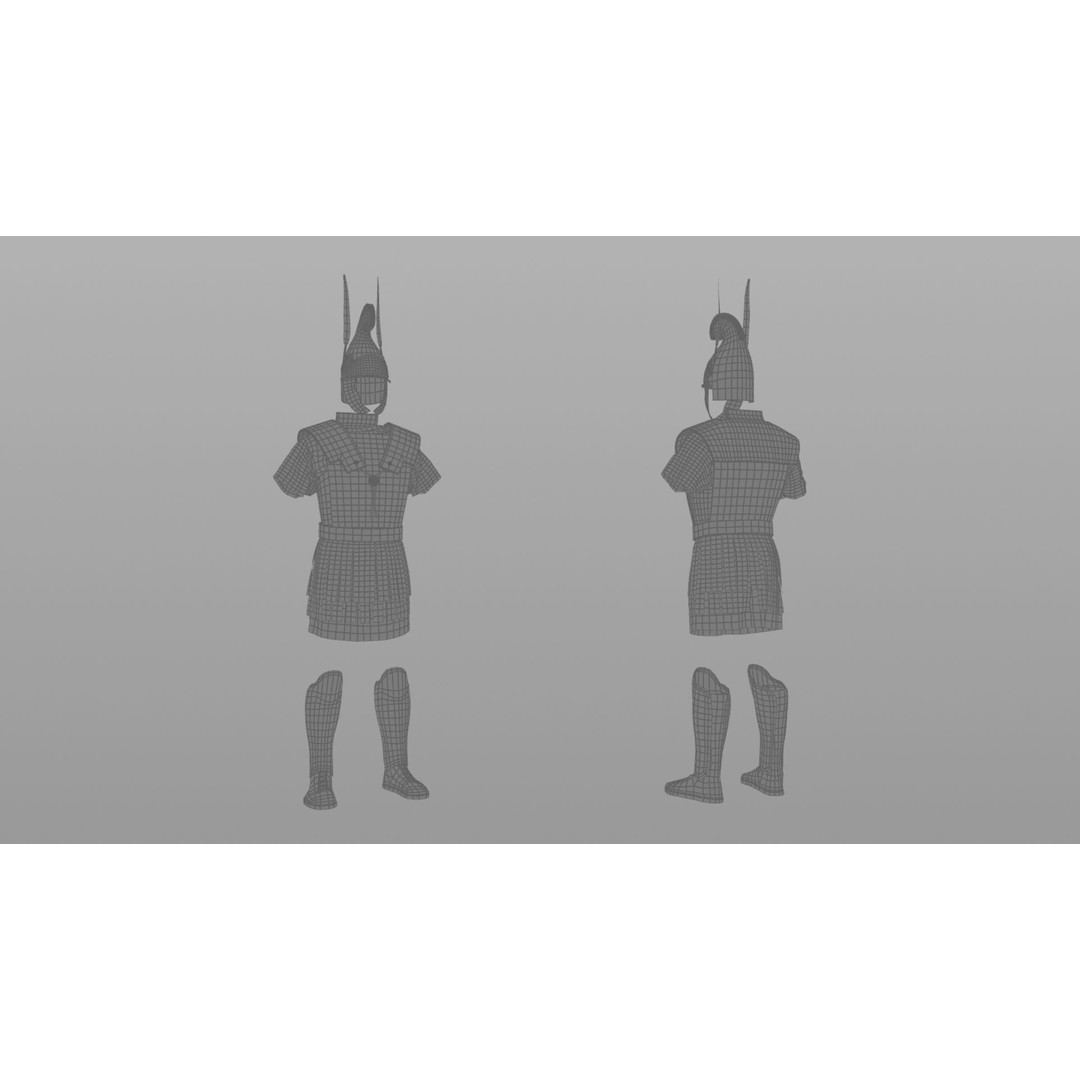 Macedonian Pezhetarios 3D Model – Low-Poly Greek Armor, FBX/OBJ - View 19