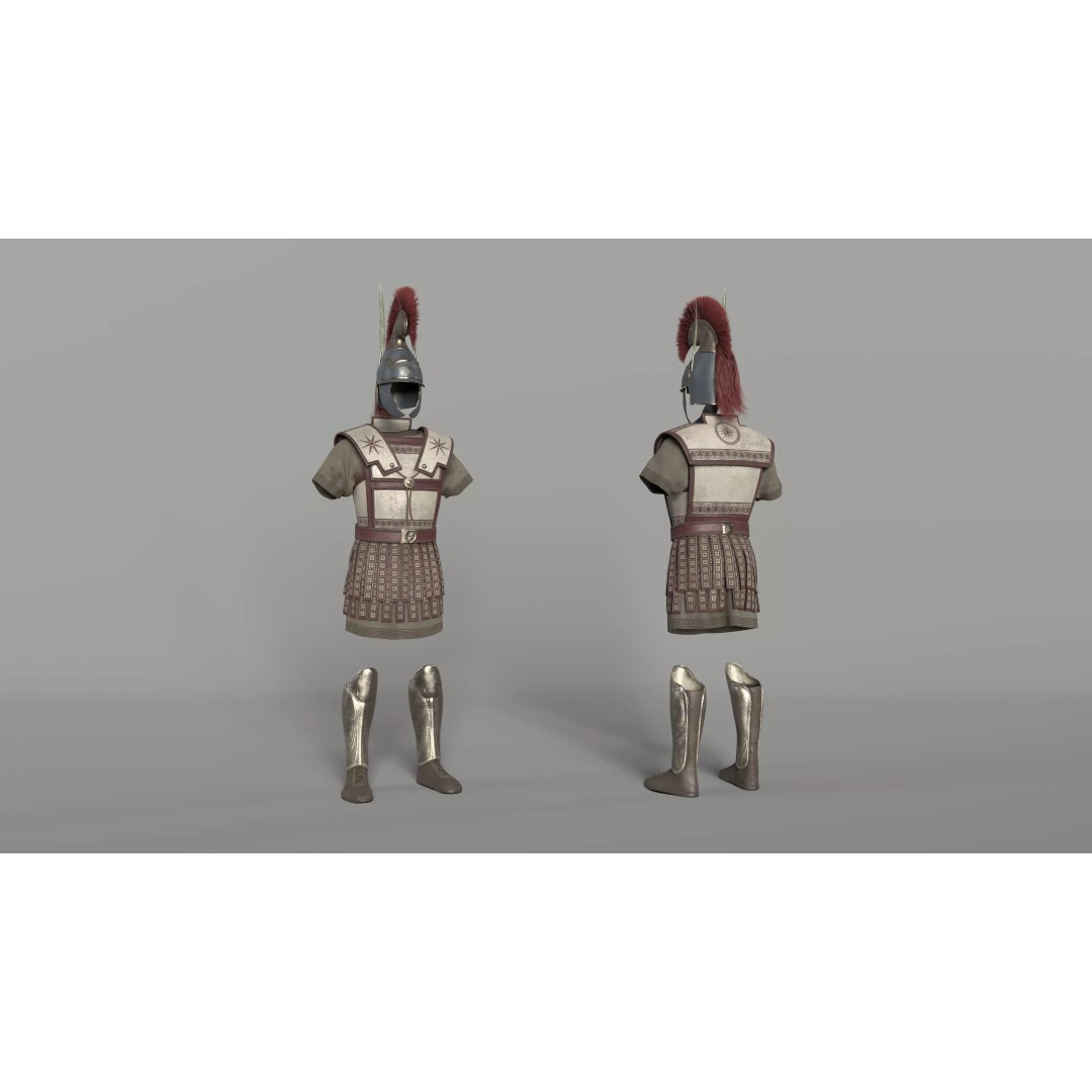 Macedonian Pezhetarios 3D Model – Low-Poly Greek Armor, FBX/OBJ - View 2