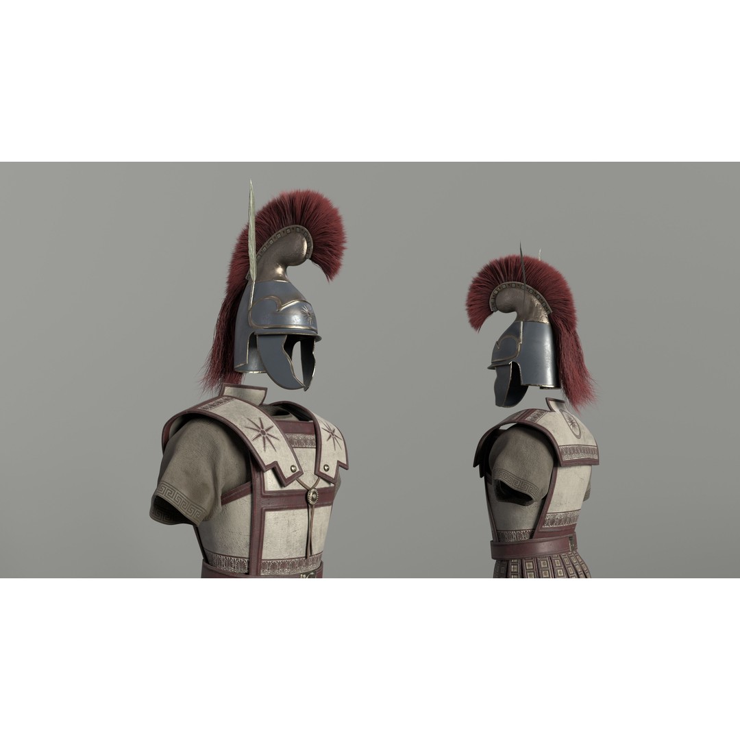 Macedonian Pezhetarios 3D Model – Low-Poly Greek Armor, FBX/OBJ - View 3