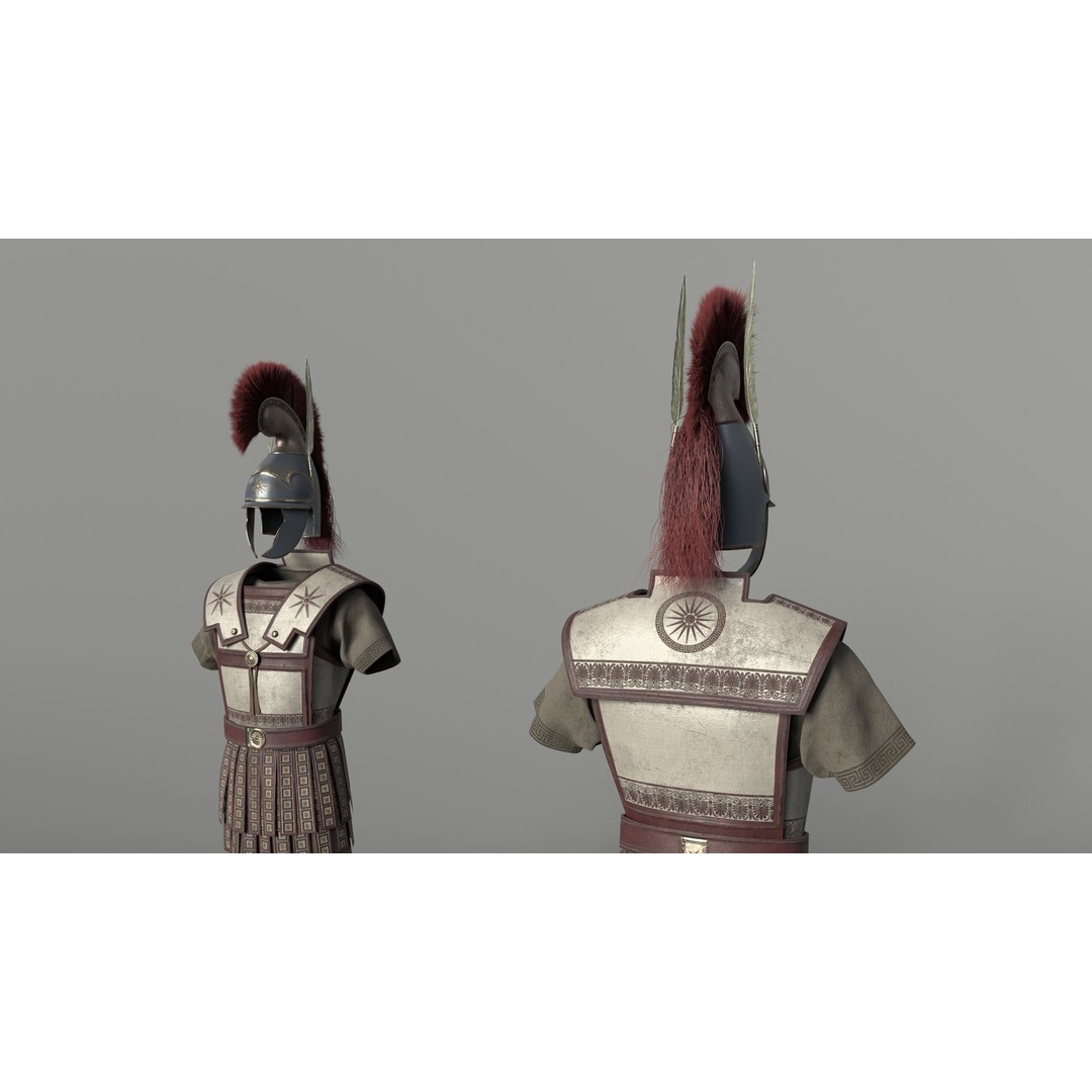 Macedonian Pezhetarios 3D Model – Low-Poly Greek Armor, FBX/OBJ - View 4