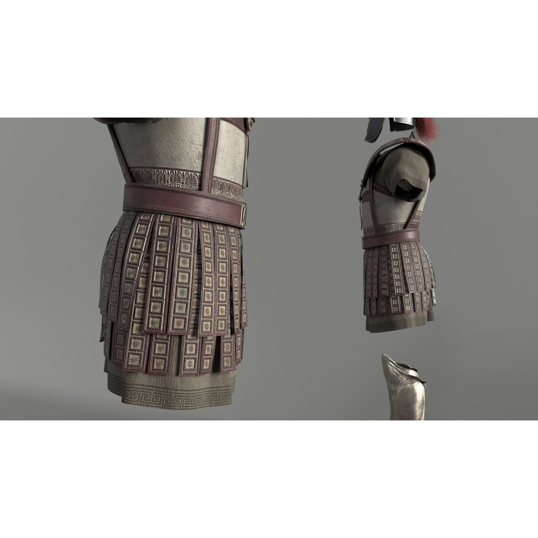 Macedonian Pezhetarios 3D Model – Low-Poly Greek Armor, FBX/OBJ - View 5