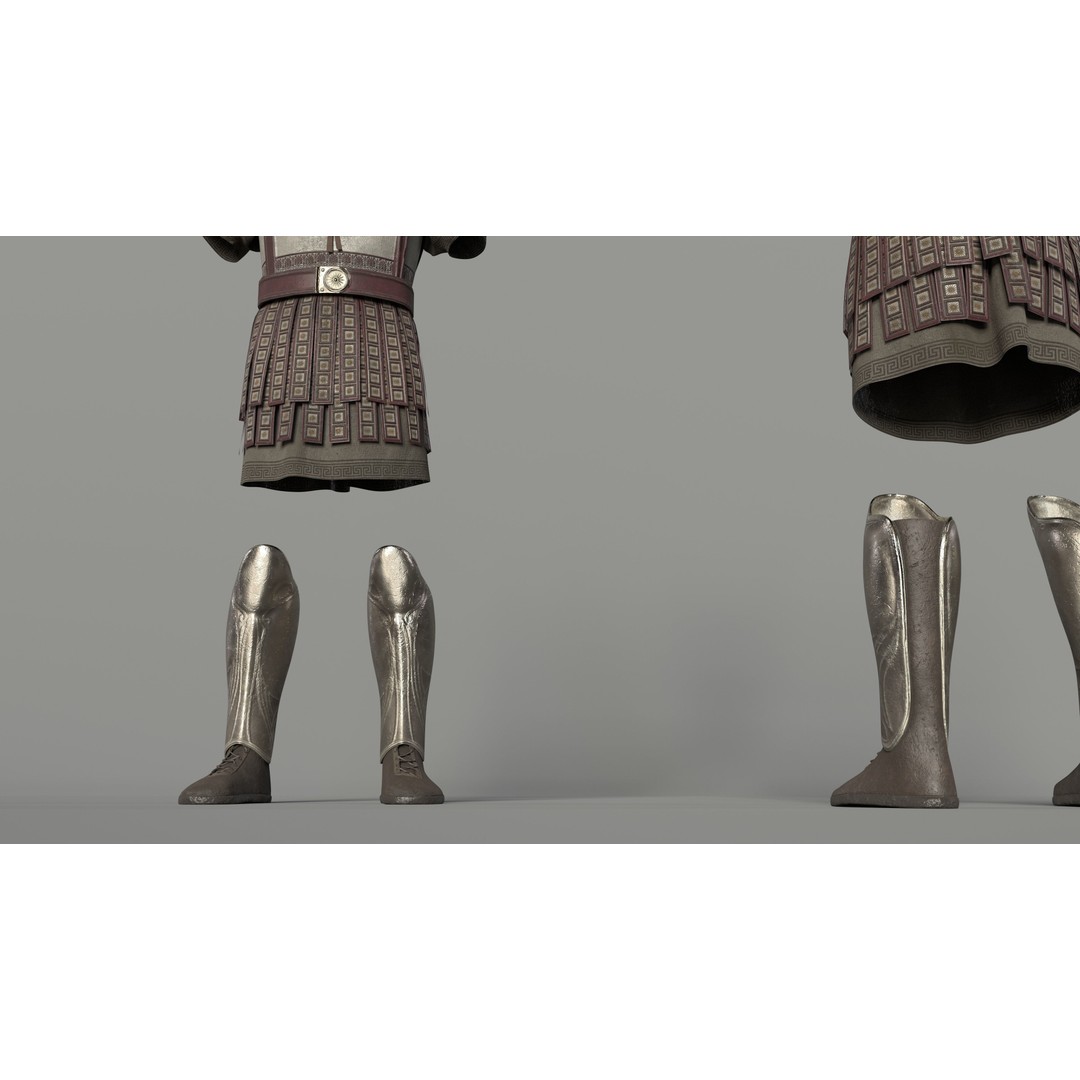 Macedonian Pezhetarios 3D Model – Low-Poly Greek Armor, FBX/OBJ - View 7