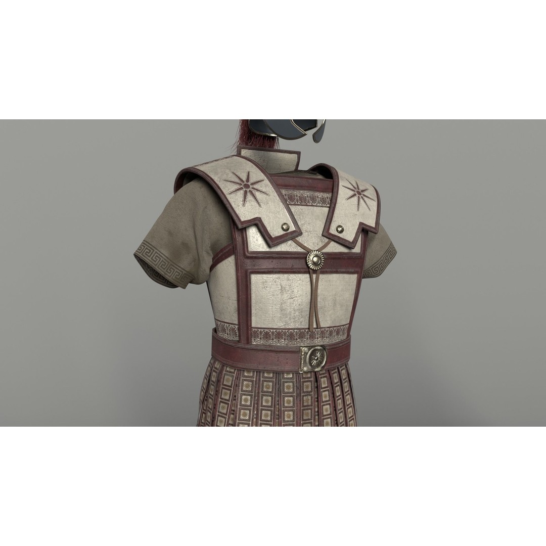 Macedonian Pezhetarios 3D Model – Low-Poly Greek Armor, FBX/OBJ - View 9