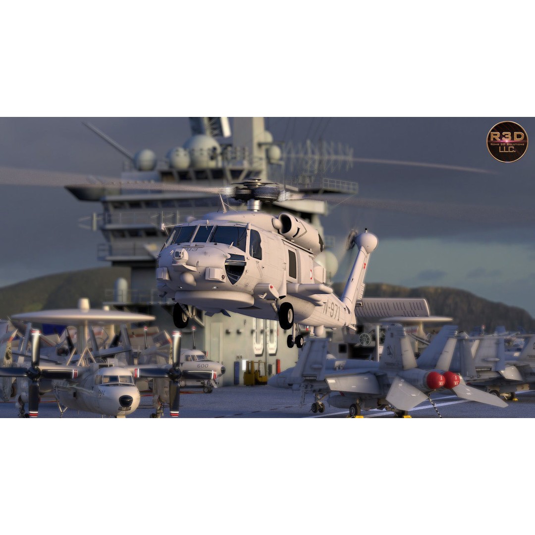 MH-60R Danish Seahawk Helicopter 3D Model – High Poly Game Asset, FBX - View 23