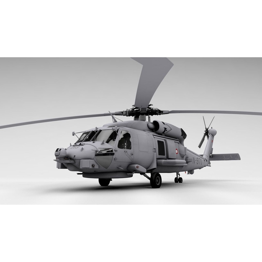 MH-60R Danish Seahawk Helicopter 3D Model – High Poly Game Asset, FBX - View 7