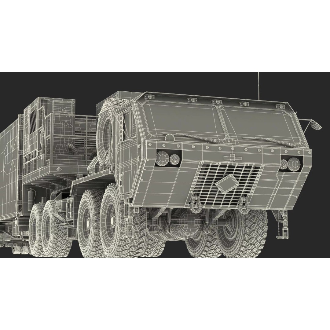 Missile Launcher 3D Model – Sand Camo Military Vehicle, PBR Textures