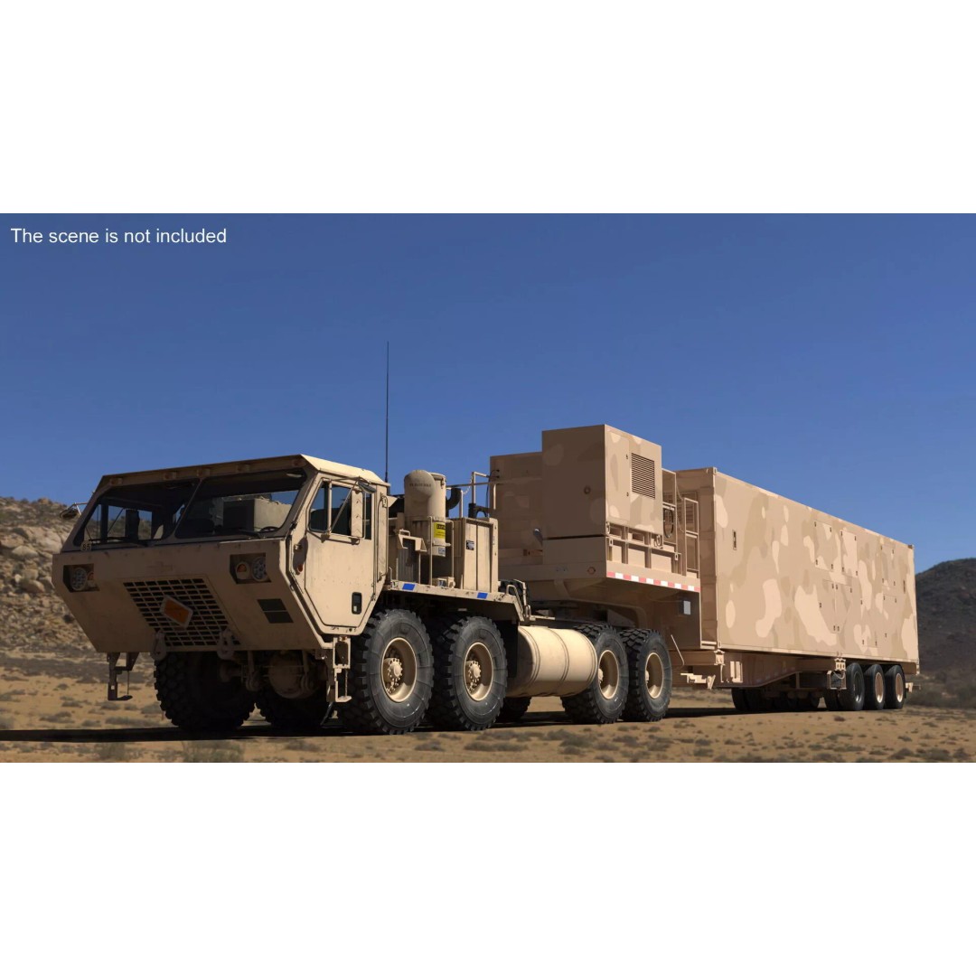 Missile Launcher 3D Model – Sand Camo Military Vehicle, PBR Textures - View 3