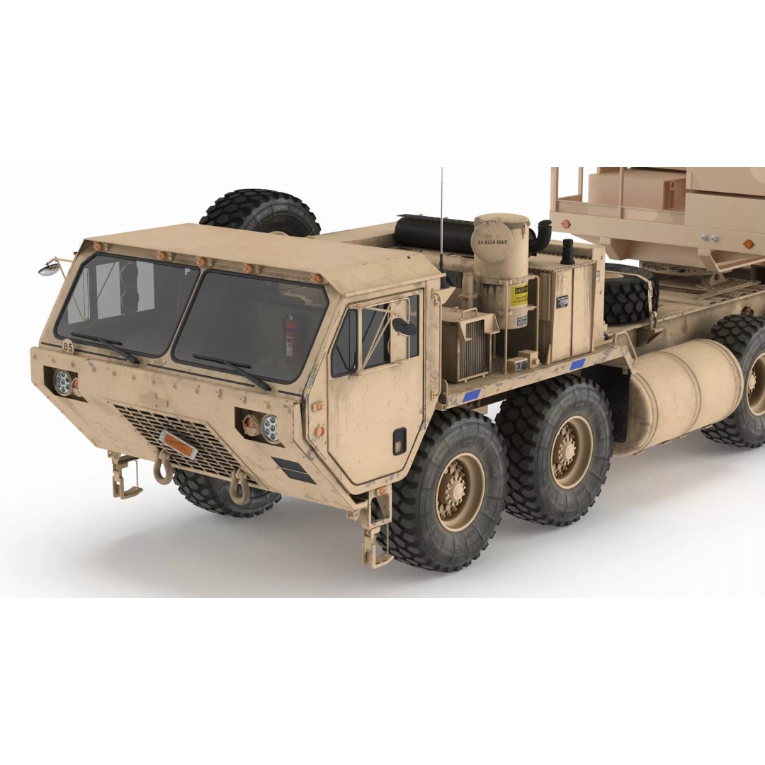 Missile Launcher 3D Model – Sand Camo Military Vehicle, PBR Textures - View 9