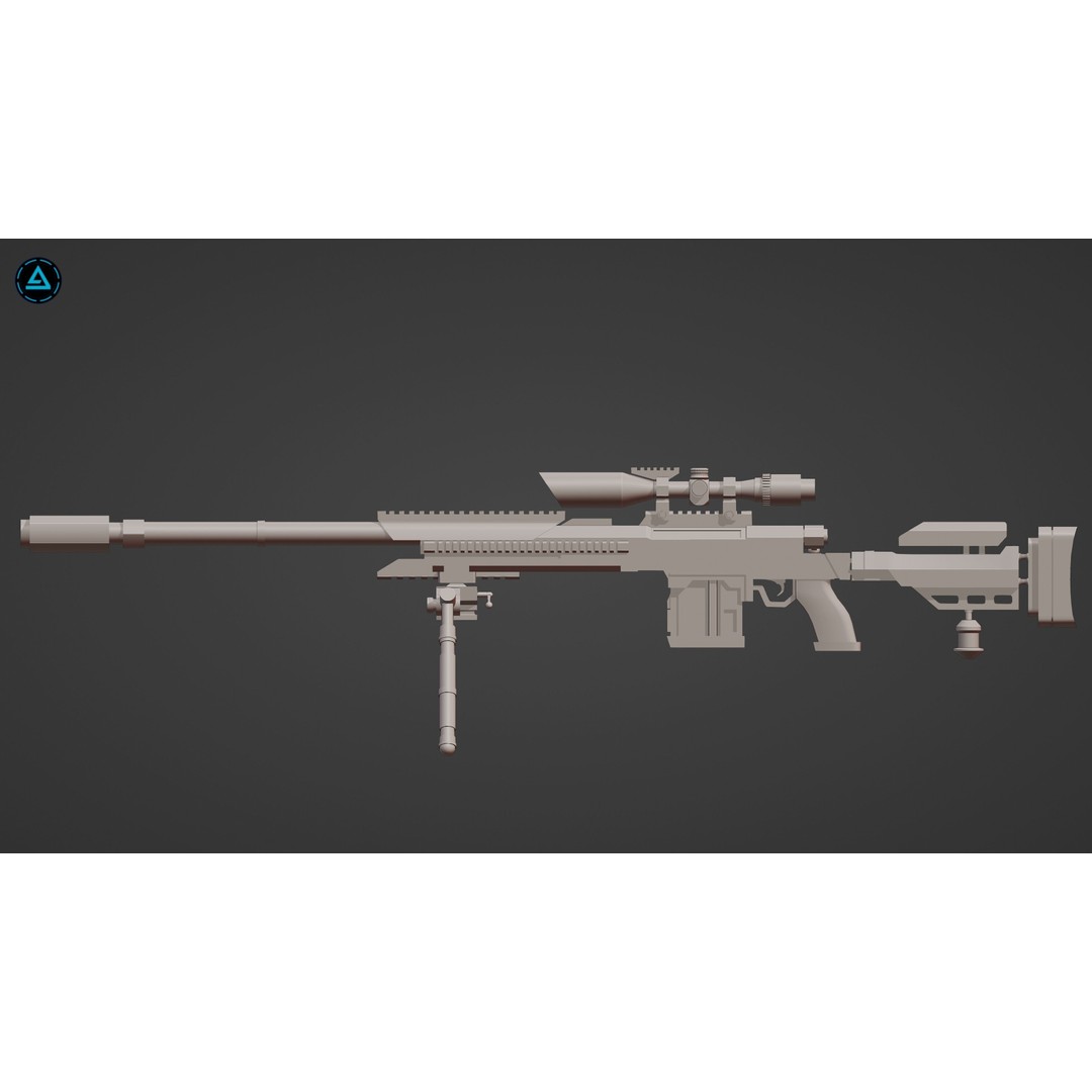 FATAL X59 Sniper 3D Model – Low Poly Rigged Weapon, FBX - View 12