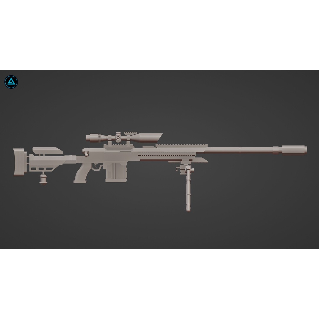 FATAL X59 Sniper 3D Model – Low Poly Rigged Weapon, FBX - View 14